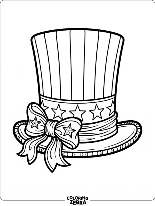 A patriotic hat with stars, stripes, and ribbon trim