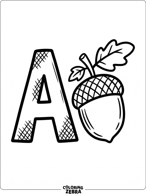 The letter A next to an acorn