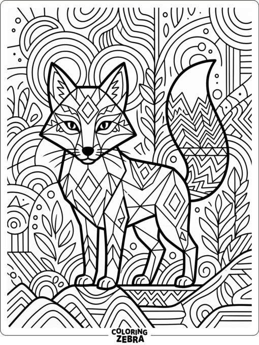 An abstract fox with geometric shapes