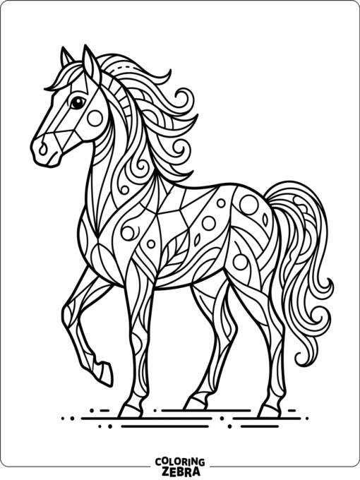An abstract horse made of geometric shapes