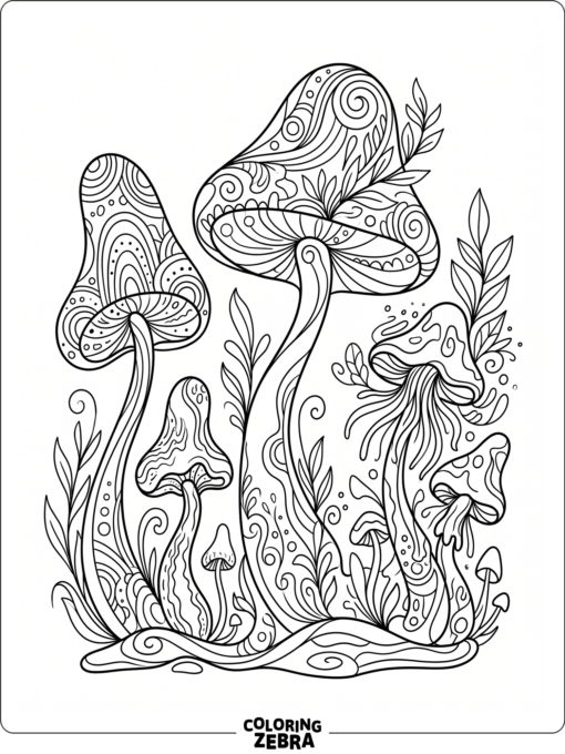 Abstract mushrooms with flowing shapes and open space