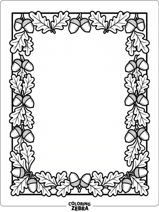 An acorn and leaf border around a blank center
