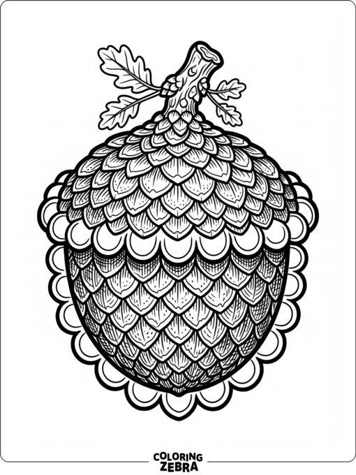 A close-up acorn cap with scalloped edges