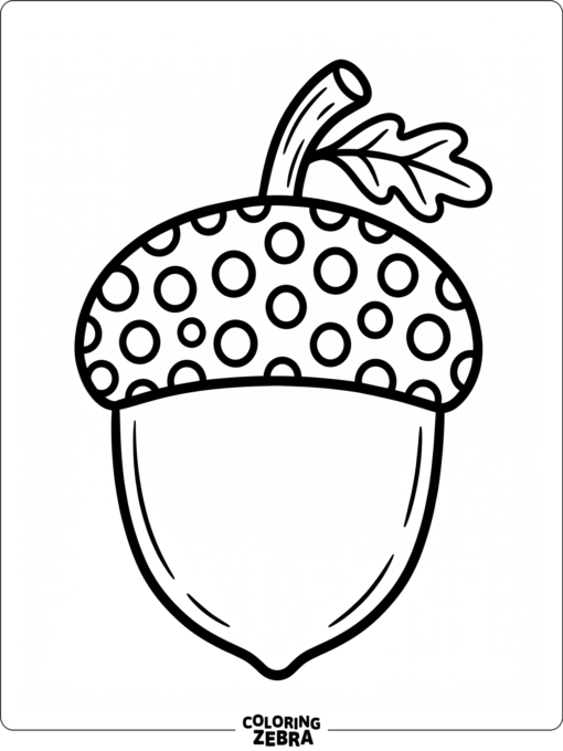 A large acorn with big dots for marker coloring