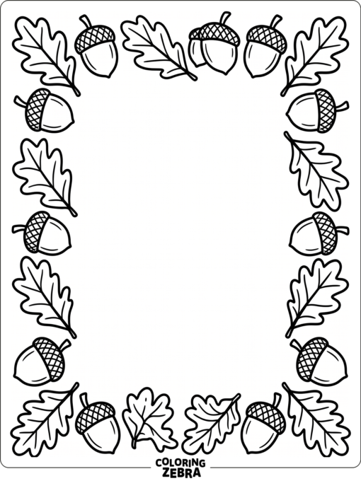 A repeating acorn and leaf border pattern