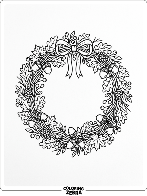 A wreath made of acorns and leaves