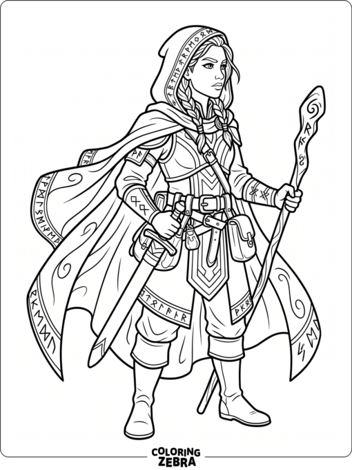 Detailed fantasy hero portrait with runes