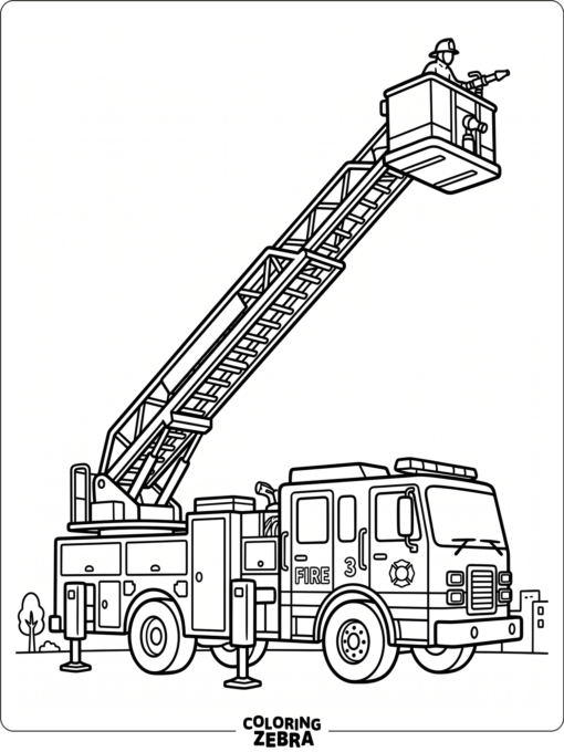 Aerial fire truck with a raised platform