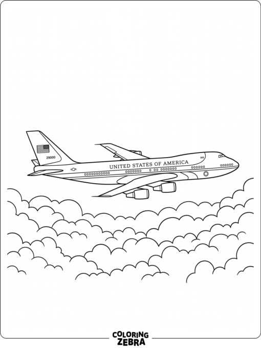 Air Force One flying above clouds