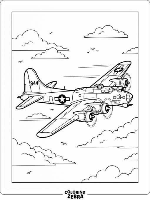Vintage bomber aircraft in flight