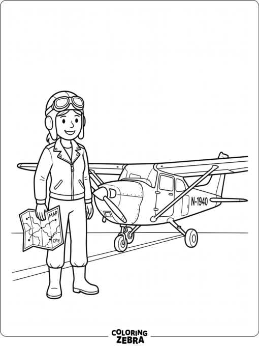 A pilot beside a plane holding a map