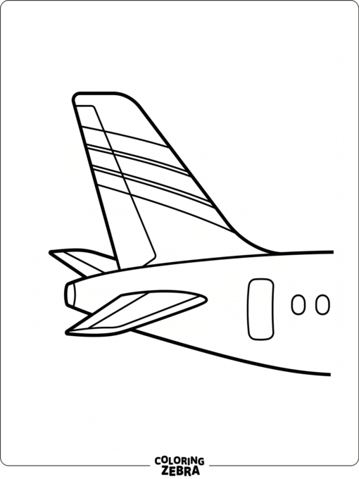 A plane tail fin with stripes and rear body