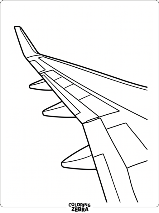 A plane wing with flap details and bold outline