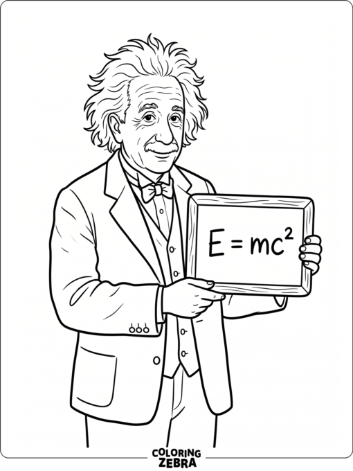 Albert Einstein con una pizarra de fórmulas