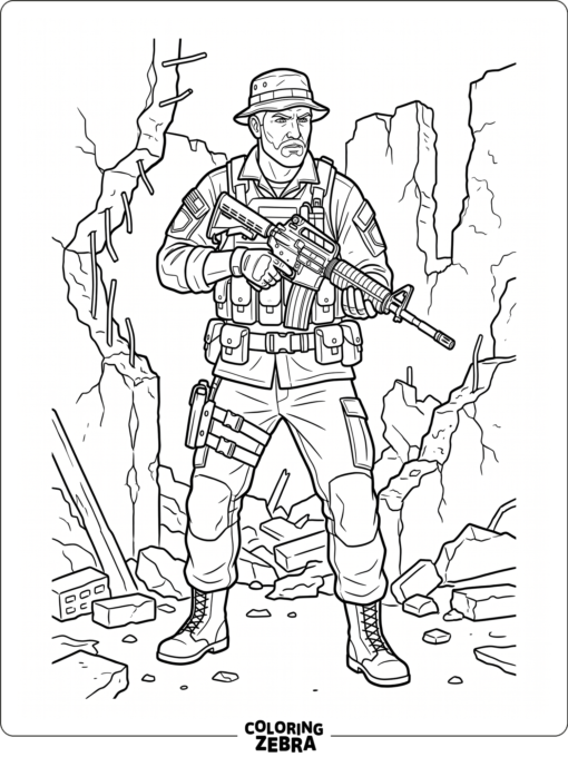Alex Mason standing with tactical gear and rifle