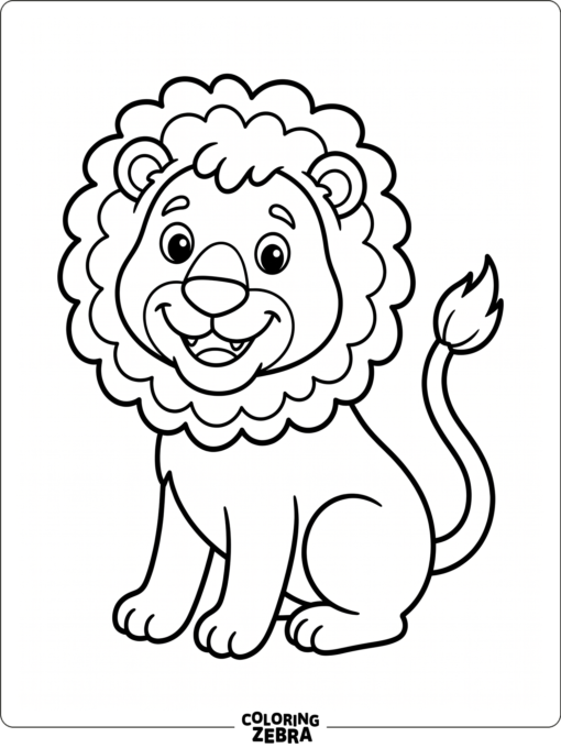 A smiling lion with a big mane