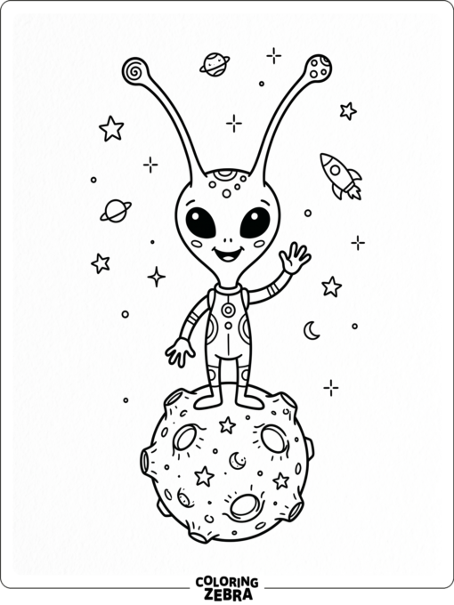 A smiling alien with long antennae