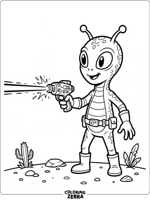 An alien aiming a laser beam