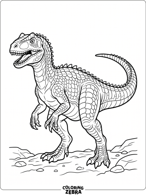 A detailed allosaurus outline with open space