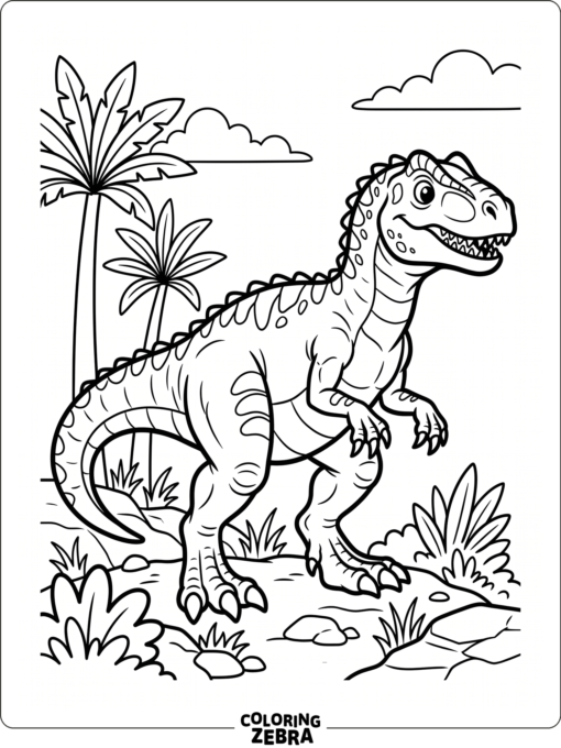 An allosaurus with bold outlines and open space