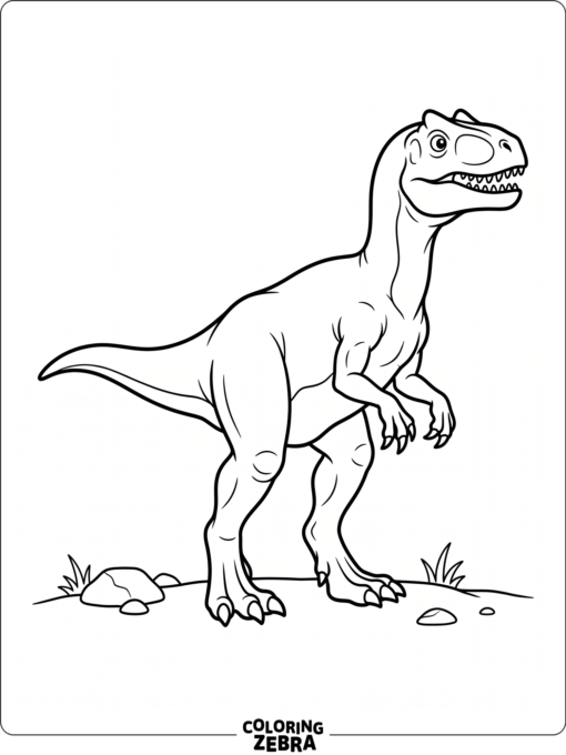 An allosaurus in profile with clean bold outlines
