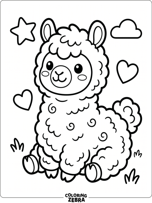 A cute rounded alpaca with a soft stuffed-animal look