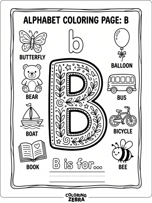 Una B mayúscula rodeada de pequeños iconos de letras