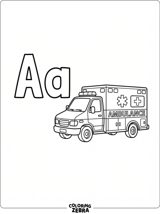 An ambulance next to the letter A