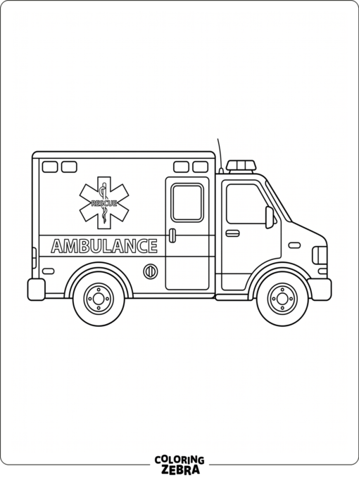A simple ambulance shown from the side with roof lights