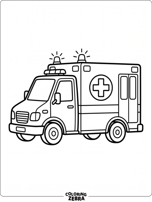 A basic ambulance outline with siren lights and a cross emblem
