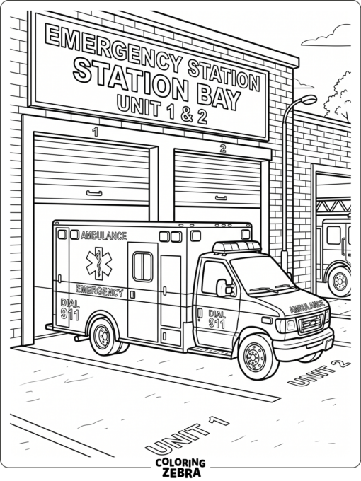 An ambulance parked at a station bay
