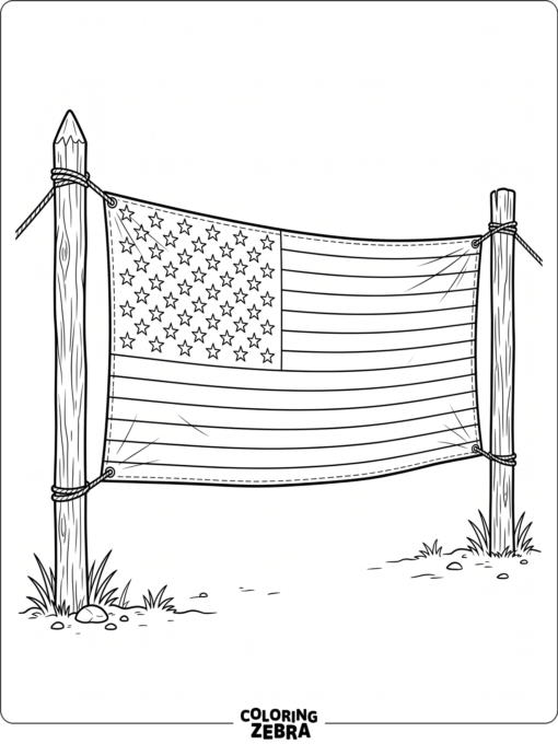 Long flag banner between two posts