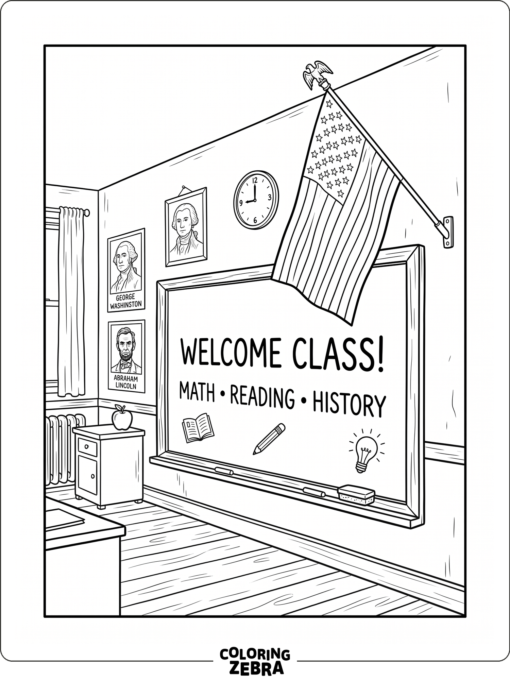 Classroom Wall With Flag
