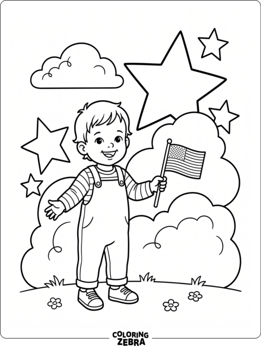 Toddler With Tiny Flag