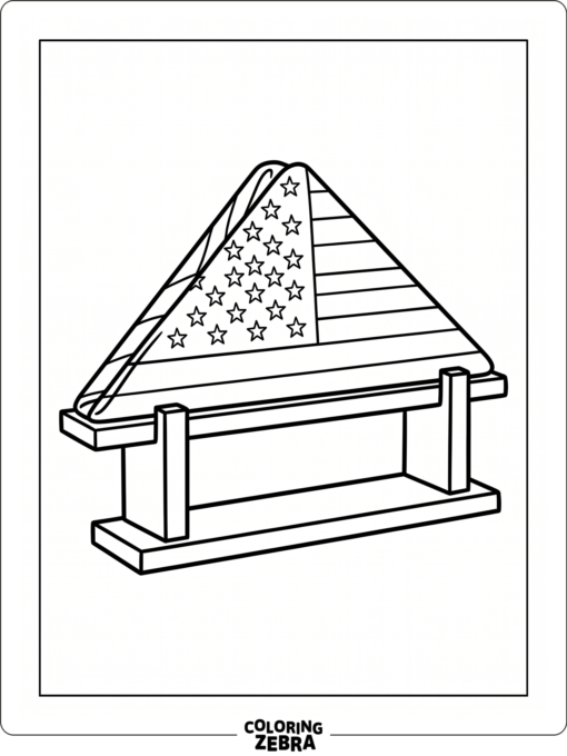 Folded flag on a small stand