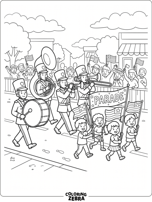 Parade With Flags and Band