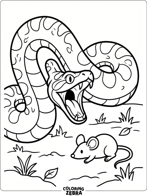 An anaconda opening its jaws near prey