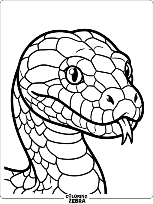 A close view of an anaconda head with calm eyes