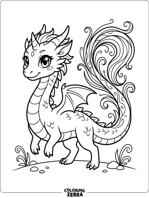 An anime-style dragon with big eyes and a flowing tail