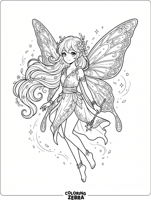An anime fairy with large wings