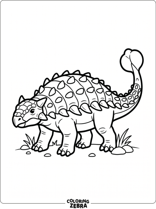 A bold ankylosaurus outline with open background space