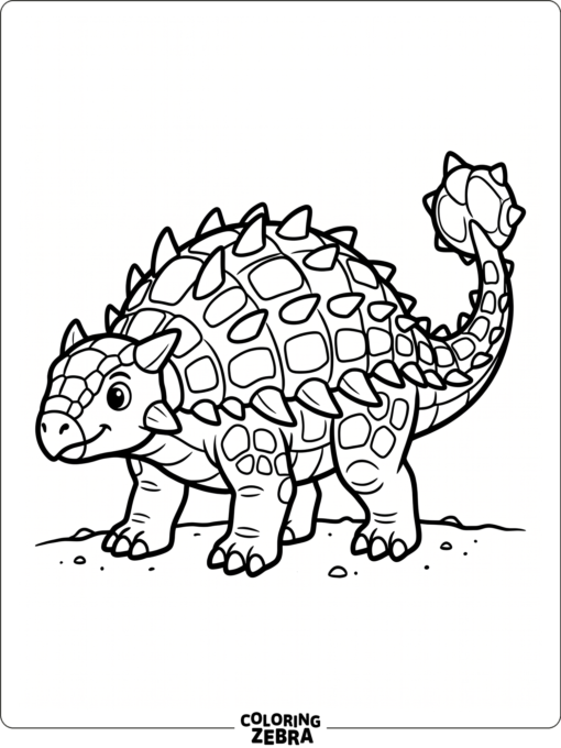 A simple ankylosaurus standing with thick armor plates