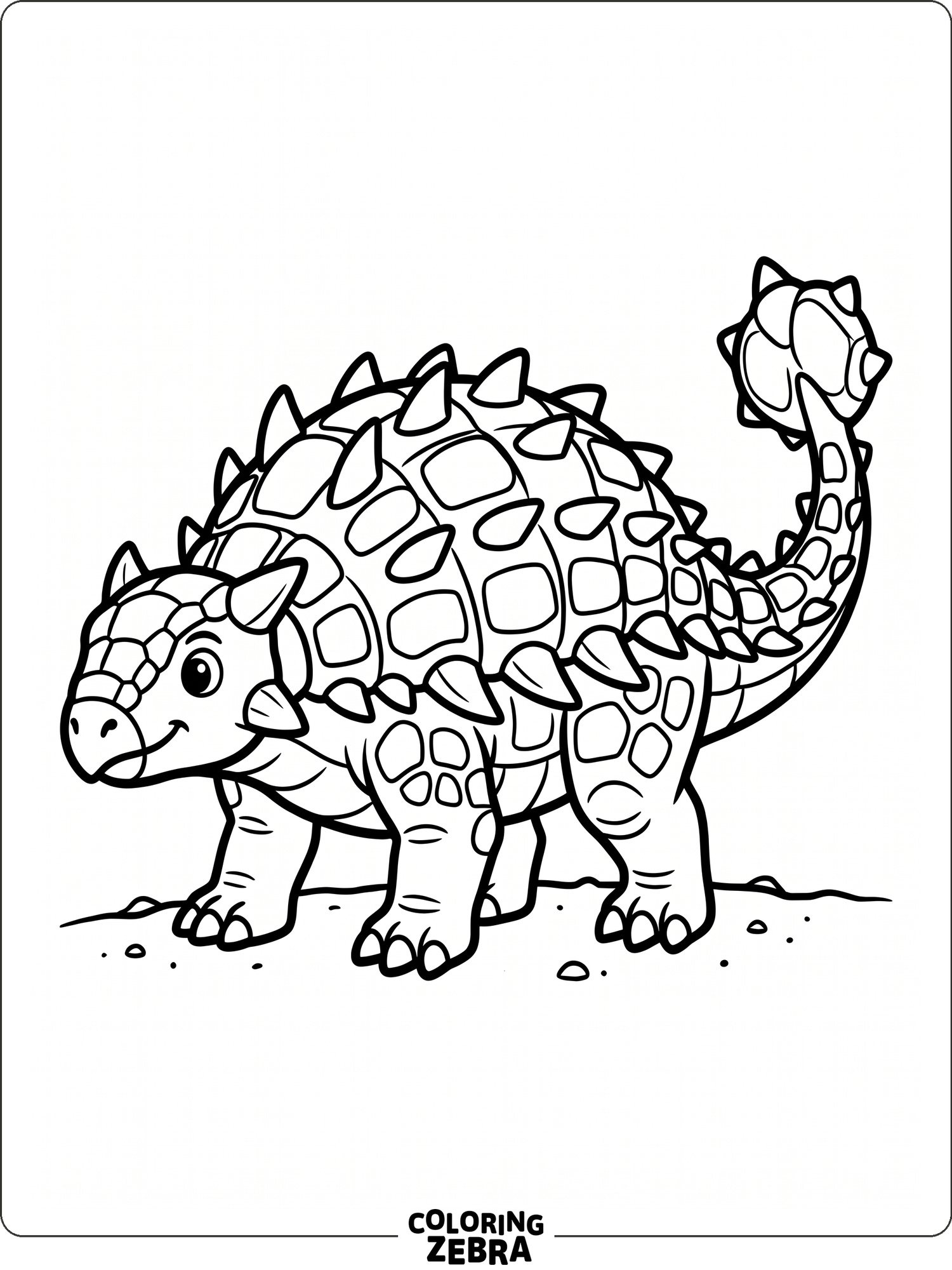 A simple ankylosaurus standing with thick armor plates