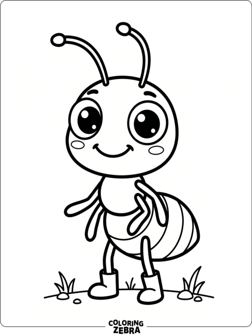 A cute ant with big eyes and a smile