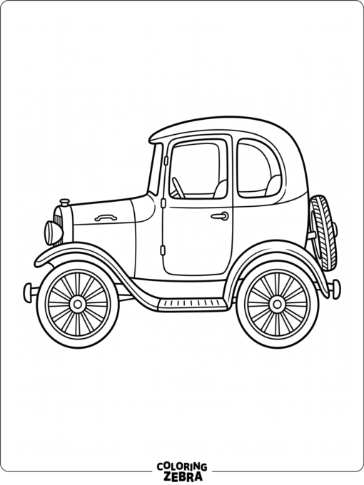 Antique car with tall wheels and a rear spare tire