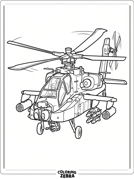 Apache attack helicopter with angled weapons