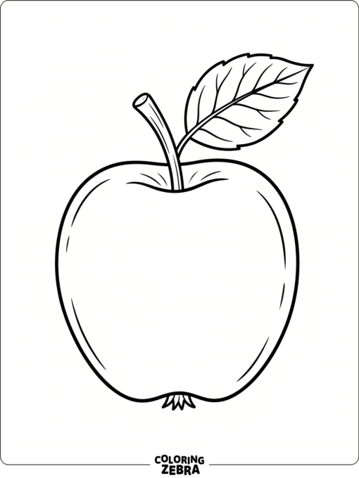 An apple with a leaf and short stem