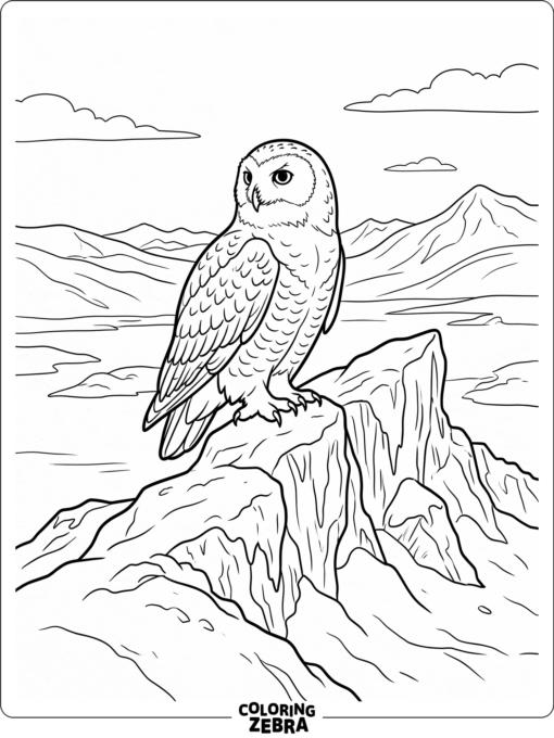 An arctic owl perched on an icy ridge