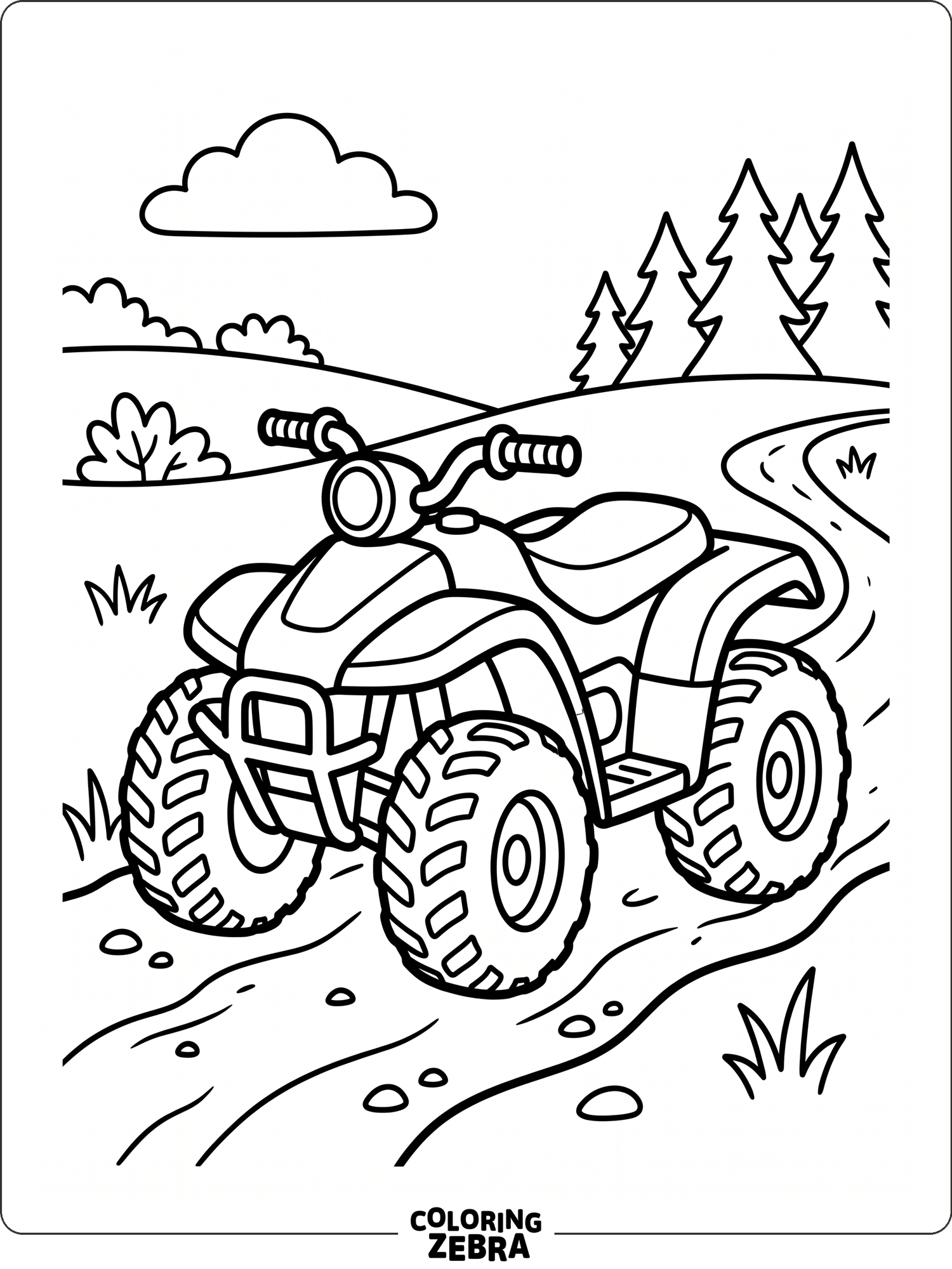 Simple ATV with bold tires and clean outlines