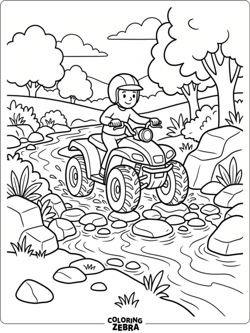 ATV Crossing a Stream